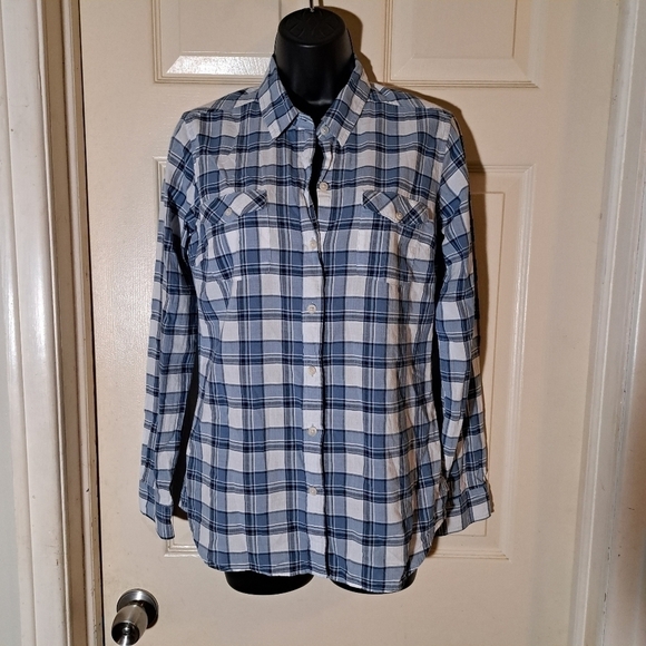Eddie Bauer button up plaid Blouse size small - Picture 1 of 6